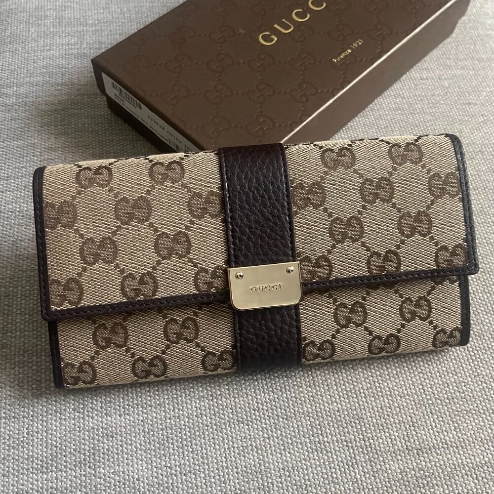New Gucci Canvas GG Brown Wallet